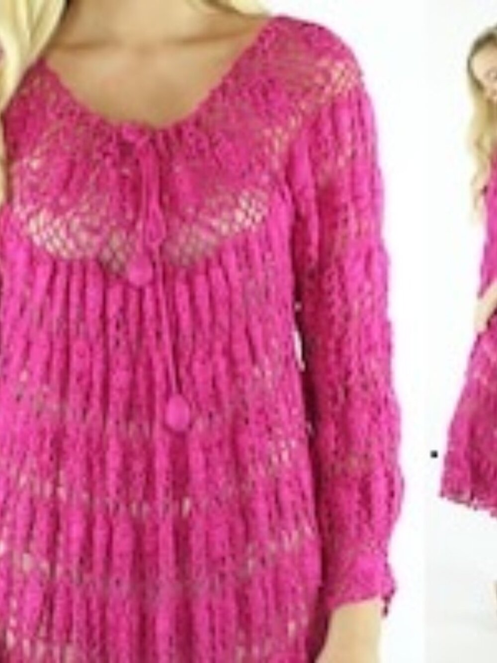 Feminine and elegant crochet long sleeve dress.